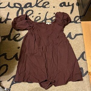 La Hearts Chocolate Puff Sleeve Dress